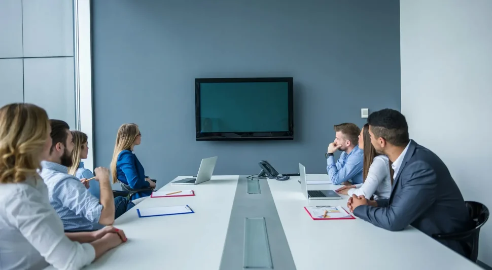 Working in a conference room